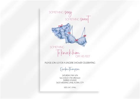 Editable Lingerie Bridal Shower Invitation Lingerie Party Invitation