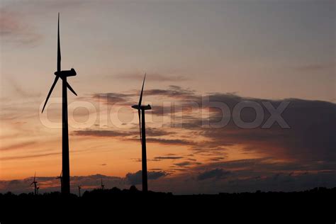 Silhouette of wind turbine | Stock image | Colourbox