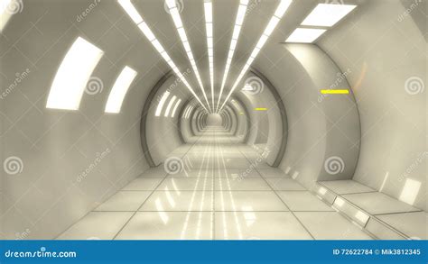 3d Render Interior Futuristic Hallway Stock Illustration