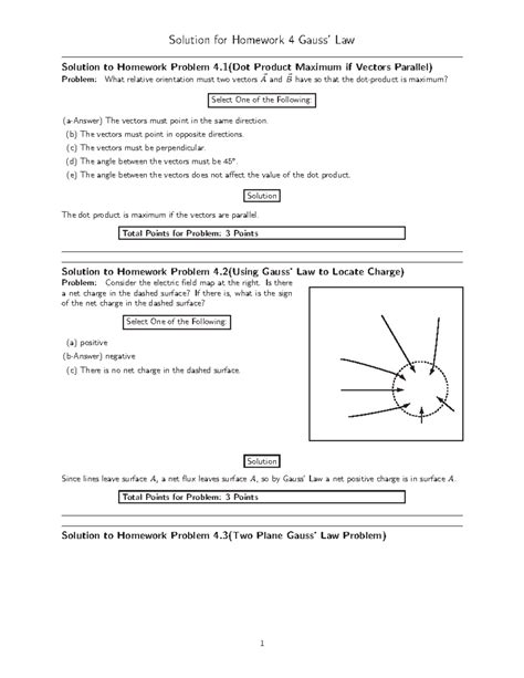 Homework Sln Gauss Law Solution For Homework Gauss Law