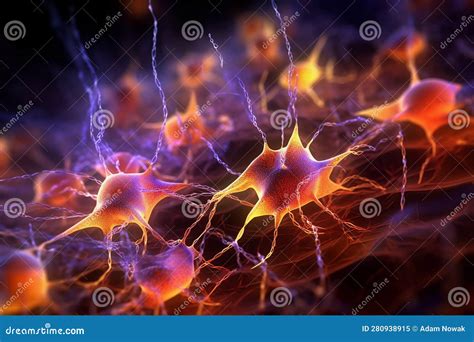 Neuronal Networks In The Brain Active Nerve Cells D Illustration