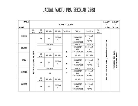 Doc Jadual Waktu Prasekolah Dokumen Tips