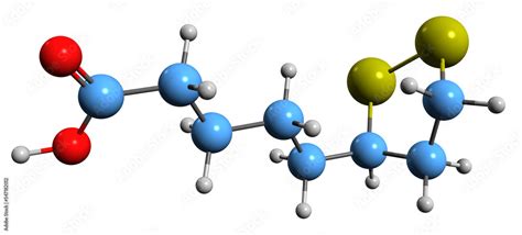 3D image of Lipoic acid skeletal formula - molecular chemical structure ...