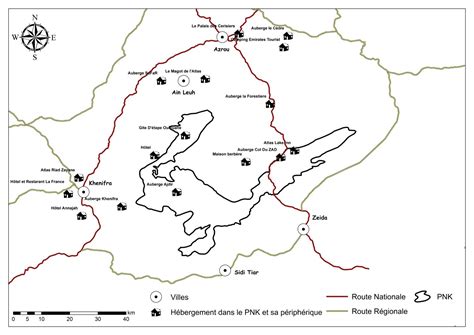 Carte de situation des hébergements touristiques de Parc National de