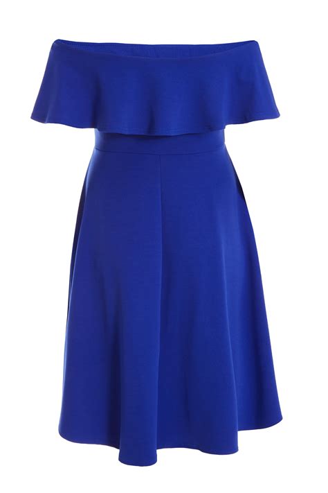 Curve Royal Blue Bardot Skater Dress