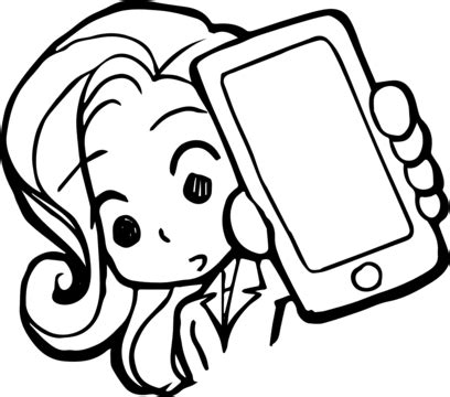 Kawaii Comic Drawing Office Girl Mobile Phone Cartoon Doodle Anime