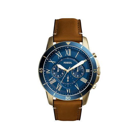 Montre Fossil homme chronographe acier cuir marron Homme modèle