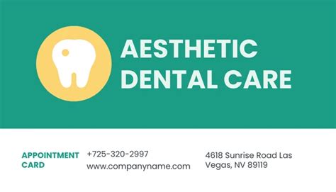 Teal Modern Dental Care Clinic Appointment Business Card Venngage