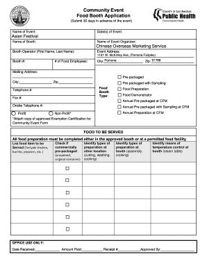 Fillable Online Food Booth Application Fax Email Print PdfFiller