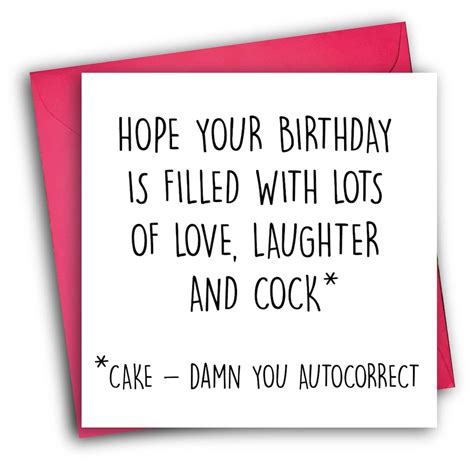 Funny Birthday Card/ Rude Birthday Card/ Autocorrect - Etsy