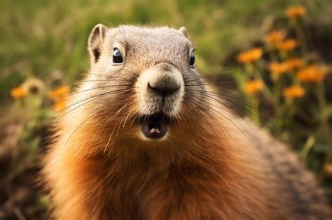 Premium Photo Marmot Day A Groundhogs Portrait Heralding Weather