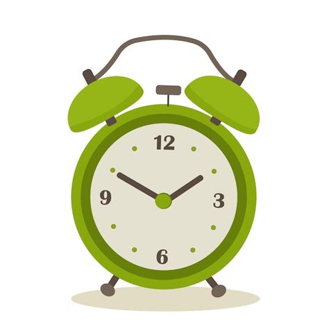 Premium Vector Green Alarm Clock In Cartoon Style