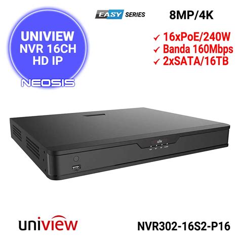 NVR 16 Canale PoE Uniview UNV NVR302 16S2 P16 Neosis Ro