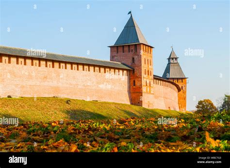 Veliky Novgorod Russia Towers Of Veliky Novgorod Kremlin At Autumn