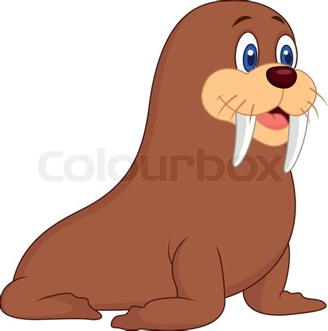 Cute Walrus Cartoon Stock Vector Colourbox