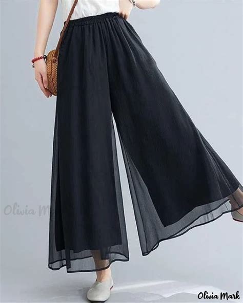 Oliviamark Premium Double Layered Chiffon Wide Leg Pants And High