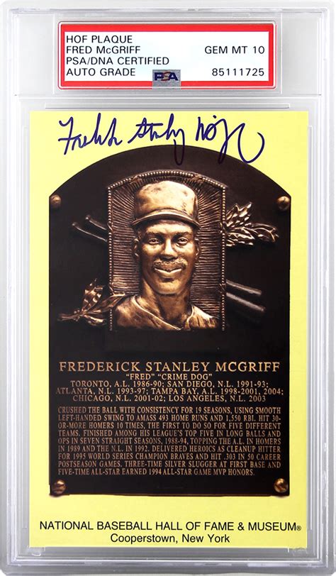 Fred McGriff Autographed Hall Of Fame Postcard Inscribed With Full Name