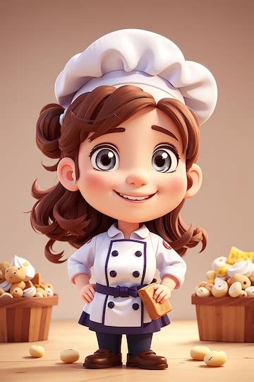 Premium Ai Image Cute Bakery Chef Girl Smiling In Uniform Mascots