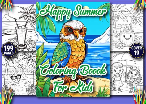 199 Happy Summer Coloring Book For Kids Graphic By Art Design