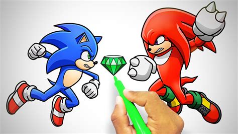 Drawing SONIC Vs KNUCKLES Full Body Master Emerald Sonic 2 Movie