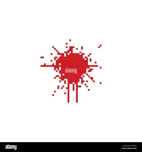 Red Blood Splatter In Pixel Art Style Pixelated Blood Stain With Drips