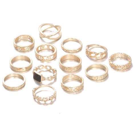 13pcs Gold Boho Stack Plain Above Knuckle Ring Sun Midi Finger Tip