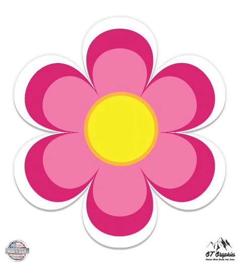 Cute Pink Flower 5 Vinyl Sticker For Car Laptop I Pad Waterproof Decal