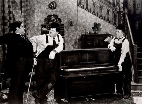 Oliver Hardy Billy Gilbert And Stan Laurel In The Music Box 1932 Laurel And Hardy Stan