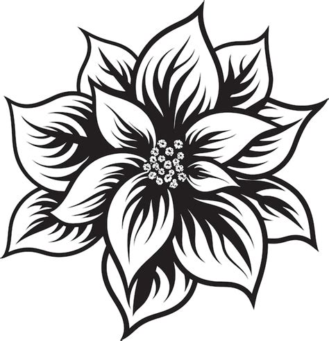 Icono de pétalo singular emblema negro artístico floral chic vector