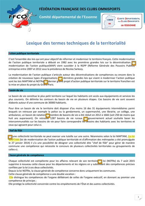 PDF Lexique des termes techniques de la territorialité Lexique