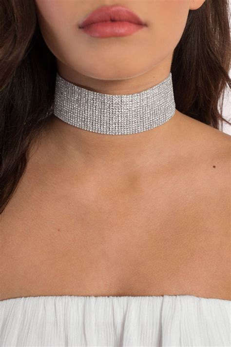 Its Forever Rhinestone Choker In Silver Rhinestone Choker Rhinestone Choker Necklace Chokers