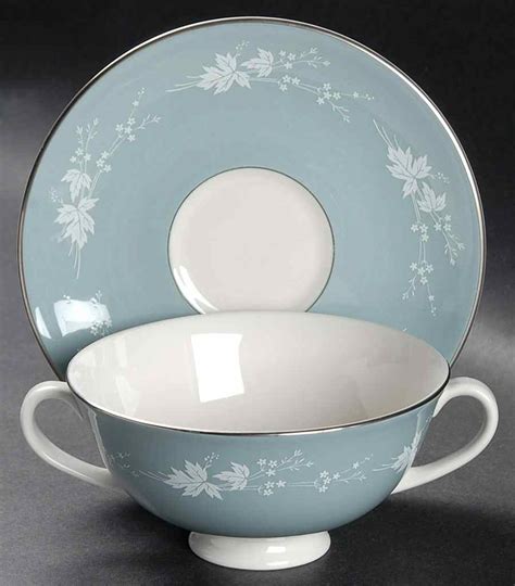 Reflection Footed Cream Soup Bowl Saucer Set By Royal Doulton