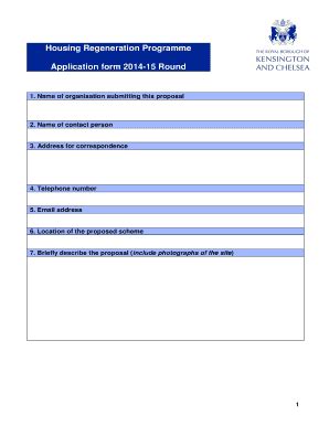 Fillable Online Rbkc Gov New Housing Regeneration Scheme Application