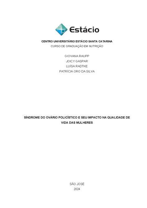 Projeto De Tcc Sop E Qualidade De Vida Centro Universit Rio Est Cio