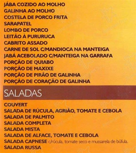 Menu Em Restaurante Nordestino Feij O De Corda Inajar De Souza S O