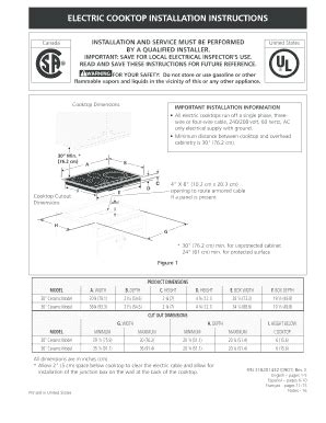 Fillable Online ELECTRIC COOKTOP INSTALLATION INSTRUCTIONS Fax Email Print - pdfFiller