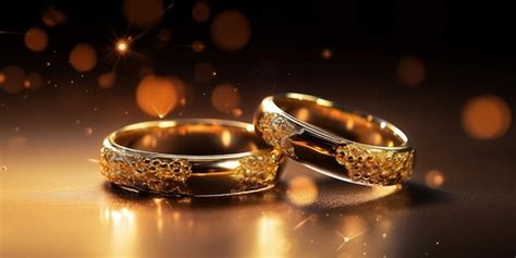 Premium Photo A Pair Of Gold Wedding Rings On Firefly Background