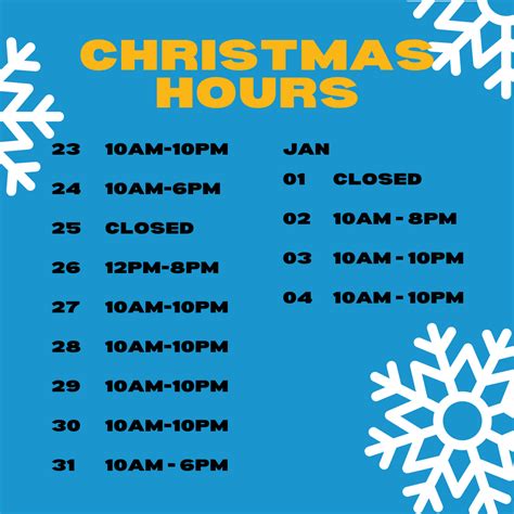 Christmas Hours 2021 Northern Rocks