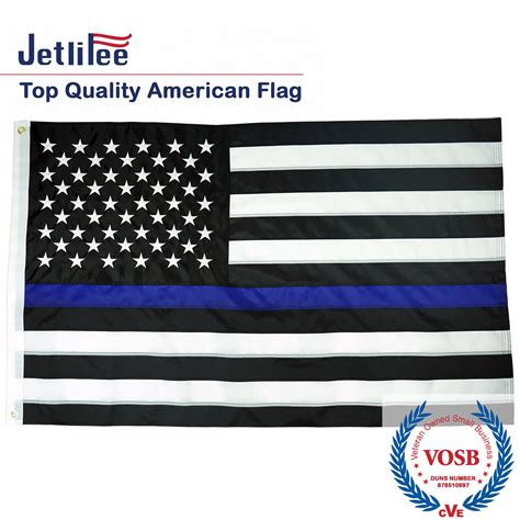 Jetlifee Thin Blue Line Flag 3x5 Ft Embroidered Stars Sewn Stripes