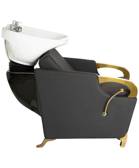 Luna Gold Shampoo Backwash Unit With Tilting Porcelain Shampoo Bowl For