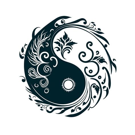 Floral Yin And Yang Symbol Of Harmony And Balance Simple Elegant