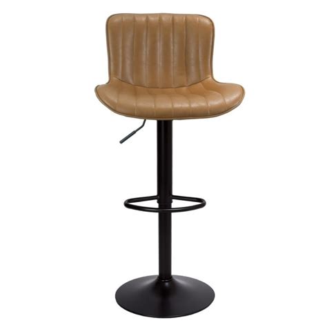 Tabouret réglable en simili cuir gris tourterelle et métal noir Snas