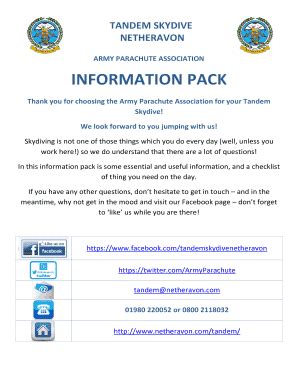 Fillable Online Army Parachute Association Information Pack Fax Email