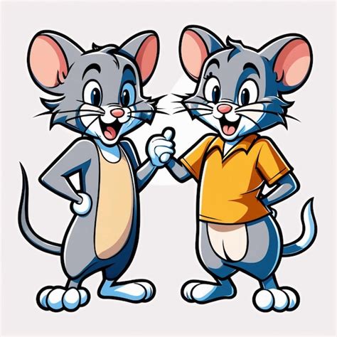 Lindo Tom y Jerry ilustración vectorial de dibujos animados Foto Premium