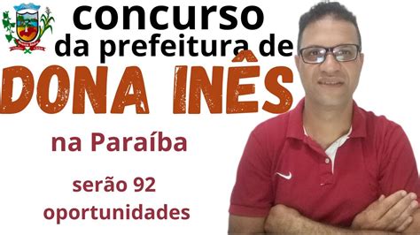 concurso da prefeitura de Dona Inês na Paraíba YouTube