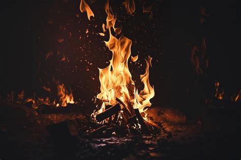 Premium AI Image A Fire Burns In A Dark Room With The Word Fire On