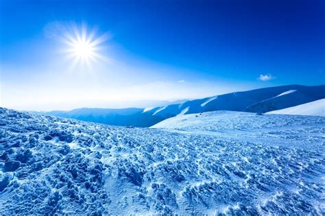 Premium Photo | Landscape of snow winter valley and mountains