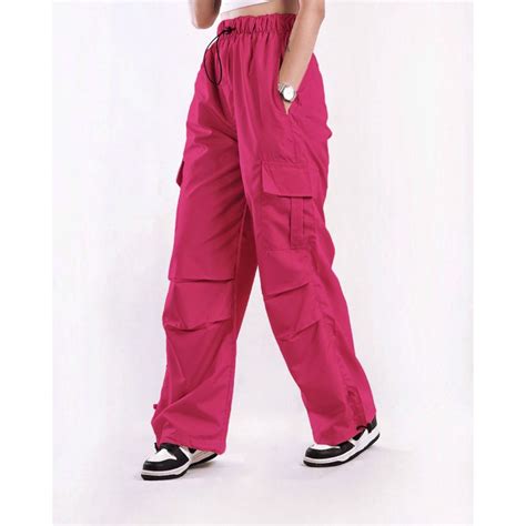 Jual Aigo Baggy Cargo Pants Celana Cargo Parasut Panjang Pink