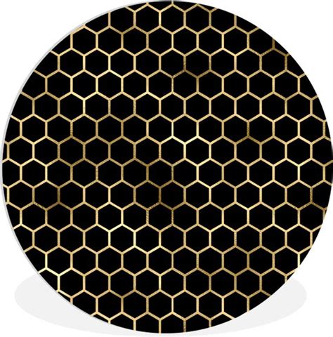 Wallcircle Wandcirkel Patronen Hexagon Goud Zwart