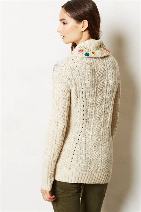 Rose Is A Rose Cardigan Lace Sweater Anthropologie Knitwear